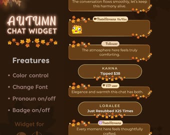 Autumn Chat Widget for Twitch | Cozy Fall StreamElements Overlay (Digital Download)