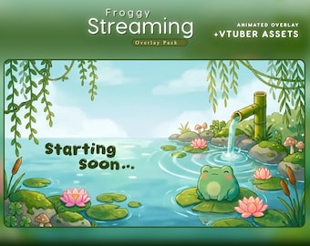 Frog Twitch Overlay || Kawaii Pond Stream Package for OBS & StreamElements .