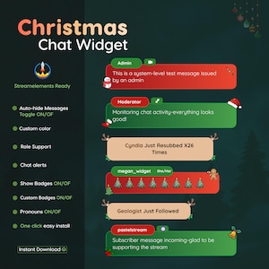 Christmas Twitch Chat Widget for StreamElements, Cozy Snowfall Chat Overlay, OBS Browser Source, Digital Download