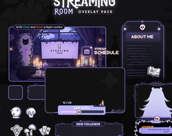 Spooky Gothic Room Overlay Package: Halloween Streaming Room - Animated Alerts & Widgets