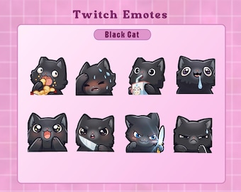 Animated Black Cat Twitch Emotes - Silly Black Cat - Luna Cats
