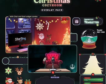 Pack de superposition de flux de Noël confortable avec widgets de discussion et d'objectif