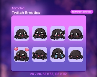 Twitch Spider Emote Package|Chibi,Graphics,Jumping Spider for steamers.