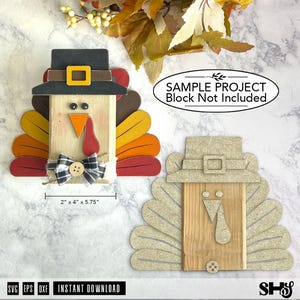 Thanksgiving Turkey SVG | Thanksgiving Shelf Sitter Block Decor | Fall Layered Laser Cut File image 3