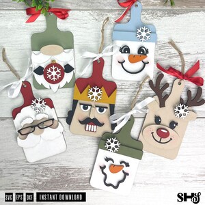 Christmas Faces SVG Cutting Board Ornament Bundle | 6 Xmas Ornament Laser Cut Files image 4