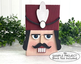 Nutcracker Face Block SVG | Christmas Shelf Sitter Block Decor XCS | Layered Laser Cut File