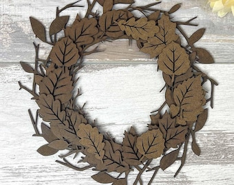 Fall Leaves Wreath Laser Cut File | DIY Door Hanger (svg, dxf, eps, pdf)