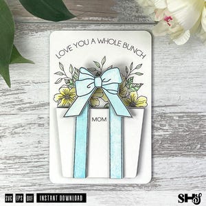 Portemonnee cadeaukaarthouder lasergesneden bestand | Cadeau voor haar | Fijne Moederdag | Gegraveerd met bloemen | Cadeaukaarthouder | SVG eps dxf