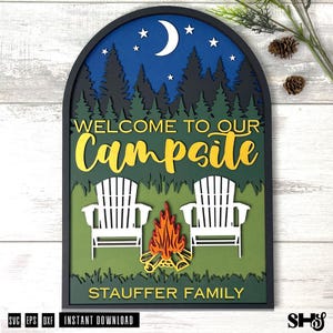 Fichier découpé au laser pour enseigne de camp | Signe de camping SVG | Enseigne pour foyer extérieur | Panneau de camping-car | Signe de camp SVG | Panneau Happy Camper | Fichier laser de camp|SVG eps dxf