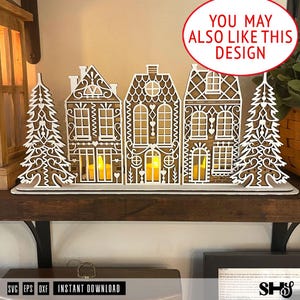 Gingerbread House Ornaments Laser Cut Bundle SVG | 4 Designs | 3 Houses & Christmas Tree | Christmas Ornaments | SVG, eps, dxf imagen 15