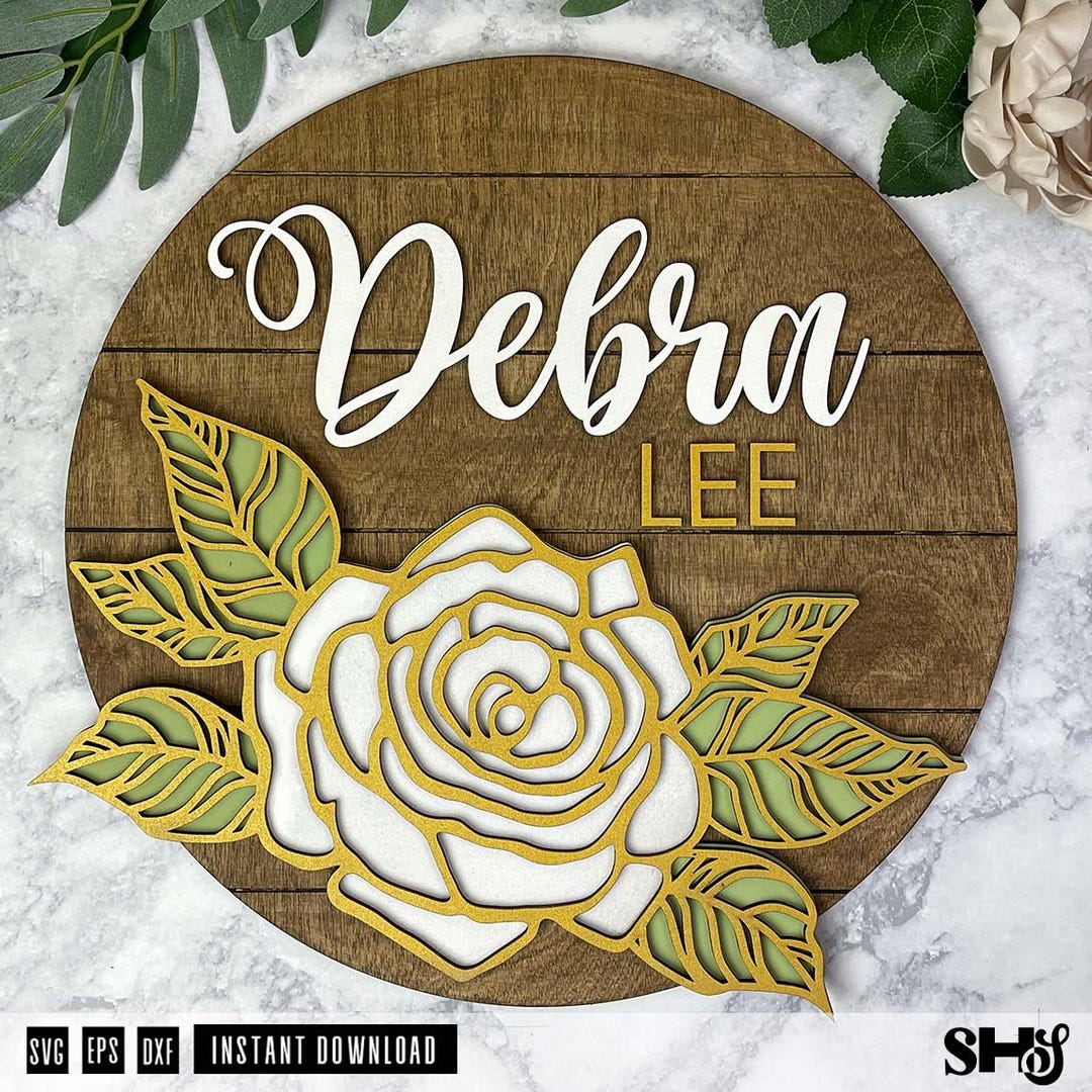 Rose Sign Laser Cut File | Flower Round SVG | Wood Sign | Flower 3D ...