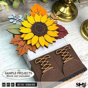 Fall Boots Sunflower Shelfsitter SVG | Autumn Boots Wood Block Laser Cut File image 4