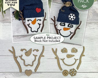 Laser Cut Snowman Face Blanks | 6 and 5 Pack Paintable Hardboard Craft Bundles