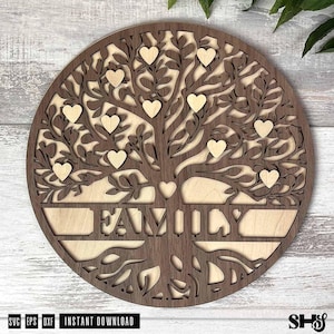 Arquivo de corte SVG da Árvore da Vida | Árvore da Vida | Árvore genealógica | Arte de parede | Placa redonda | Arquivos de corte SVG prontos para laser | Multicamadas | SVG, dxf, eps, pdf