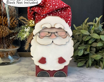 Santa Face SVG Bundle | Christmas Shelf Sitter Block Decor | Layered Laser Cut File
