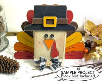 Thanksgiving Turkey SVG | Thanksgiving Shelf Sitter Block Decor | Fall Layered Laser Cut File