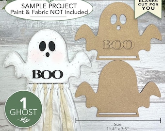 Laser Cut Ghost Rag Flag Blank | Halloween Boo Wood Blank