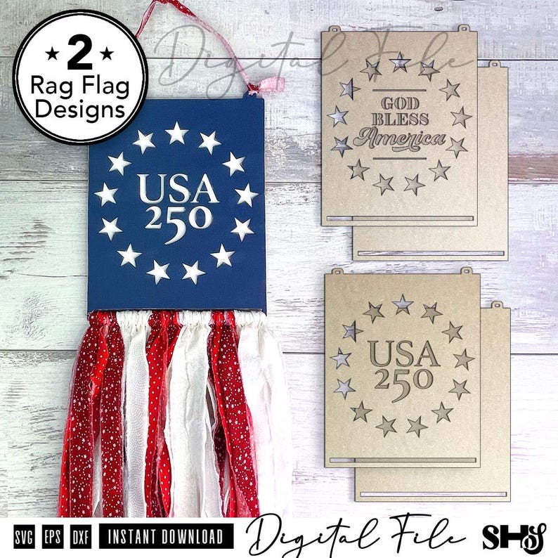 USA Rag Flag SVG Bundle | Patriotic Laser Cut Files | America 250 and ...
