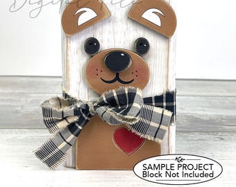 Teddybär Gesicht SVG | Bär Shelf Sitter Laser Cut Datei | Holzblock Handwerk Design | svg eps dxf