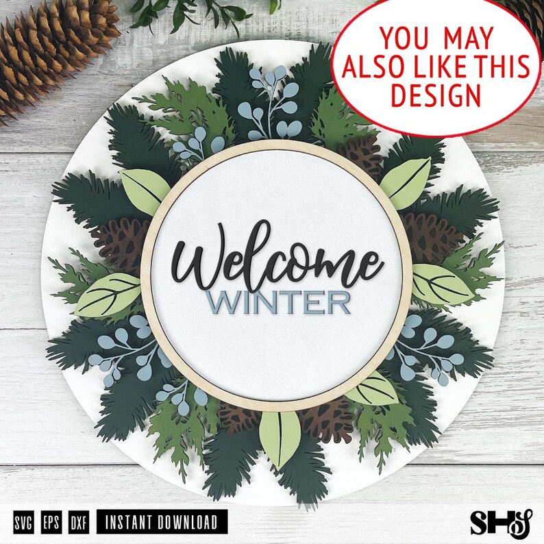 3D Family Home Sign SVG | Layered leaf SVG | Floral backing design | Glowforge | Flowers, Leaves | Gift for home | Wall art | SVG, dxf, eps image 10