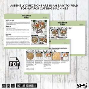 K&ouml;nnte beinhalten: Ein digitaler Download f&uuml;r ein Bastelprojekt mit dem Schild "Hello Summer". Die Anleitung enth&auml;lt eine Schritt-f&uuml;r-Schritt-Anleitung zum Zusammenbauen des Schildes, das eine runde Holzbasis, einen Lattenzaun und Blumen umfasst. Das Schild ist perfekt, um Ihrem Zuhause einen Hauch von sommerlicher Fr&ouml;hlichkeit zu verleihen.