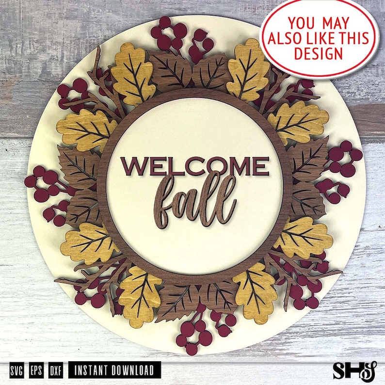 3D Family Home Sign SVG | Layered leaf SVG | Floral backing design | Glowforge | Flowers, Leaves | Gift for home | Wall art | SVG, dxf, eps image 9