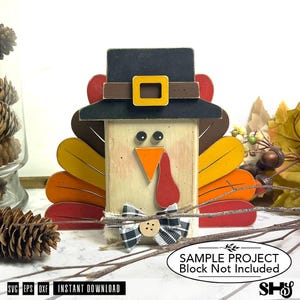 Thanksgiving Turkey SVG | Thanksgiving Shelf Sitter Block Decor | Fall Layered Laser Cut File image 4