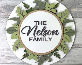 3D Family Name Sign SVG | Family Name Wooden Sign | Layered Family Name SVG | Laser Cut Leaves | Laser Cut Sign | Home Sign | SVG, dxf, eps