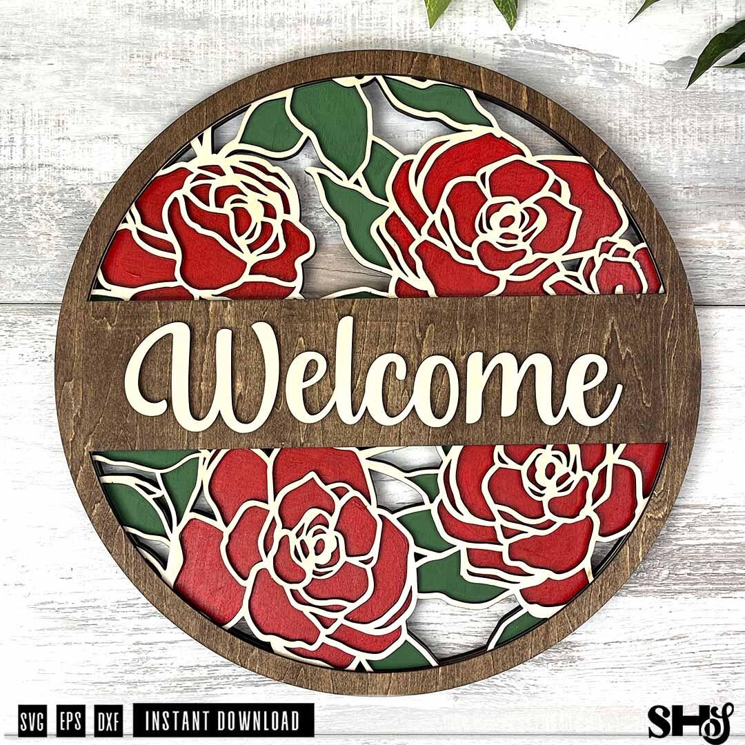 Rose Round Sign Laser Cut File | SVG Laser-ready Cut Files | Rose Round ...