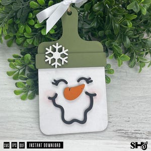 Christmas Faces SVG Cutting Board Ornament Bundle | 6 Xmas Ornament Laser Cut Files image 5