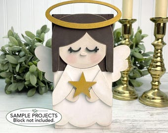 Christmas Angel SVG | Christmas Shelf Sitter Block Decor | 3 Sizes Layered Laser File