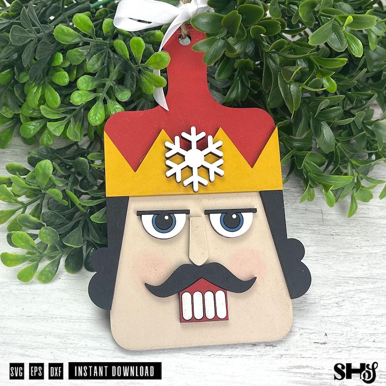 Christmas Faces SVG Cutting Board Ornament Bundle | 6 Xmas Ornament Laser Cut Files image 9