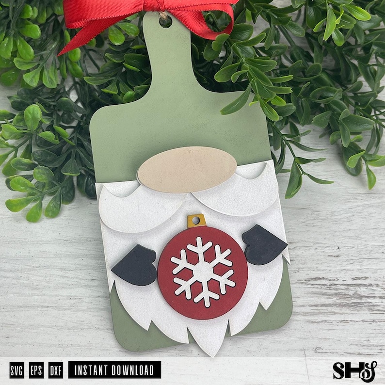 Christmas Faces SVG Cutting Board Ornament Bundle | 6 Xmas Ornament Laser Cut Files image 8
