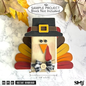 Thanksgiving Turkey SVG | Thanksgiving Shelf Sitter Block Decor | Fall Layered Laser Cut File image 2