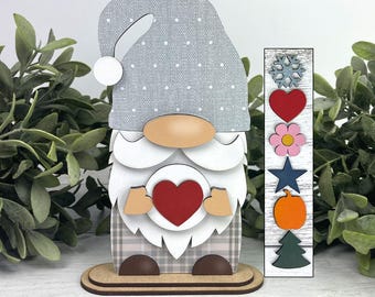 Interchangeable Standing Gnome Shelf Sitter SVG Bundle | Layered Laser Cut File