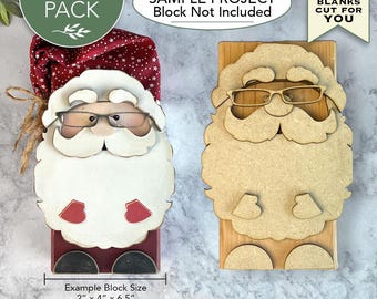 Laser Cut Santa Face Blanks | 5 Pack Paintable Hardboard Craft Bundle