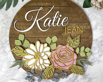 Summer Flower Swag SVG: Laser Cut Wood Sign File (Digital Download, PDF Directions)
