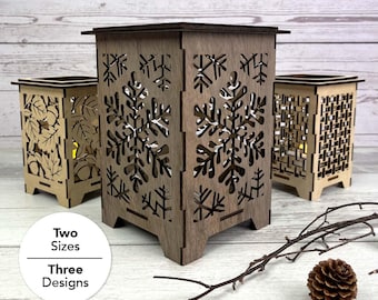 Fall & Winter Lantern Bundle SVG | Laser Cut Wooden Candle Holder, Tea Light and LED Lantern Templates | Glowforge, xTool | DXF, eps