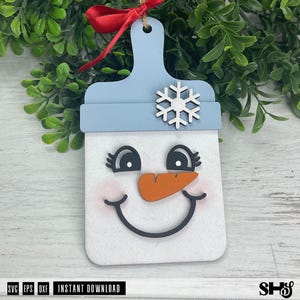 Christmas Faces SVG Cutting Board Ornament Bundle | 6 Xmas Ornament Laser Cut Files image 7