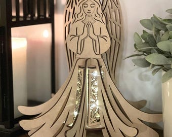 Angel Lantern Laser Cut SVG | Angel Lantern Tree Topper Laser Cut File | Angel Christmas Tree Topper | Christmas Lantern | SVG, dxf eps