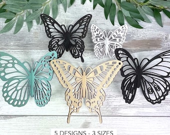3D Butterfly SVG Bundle for Laser Cutting | 5 Butterfly Designs in 3 Sizes | Laser Cut Butterfly Files | svg dxf eps
