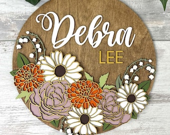 Flower 3D Wooden Name Sign SVG: Laser Cut File (Digital Download)