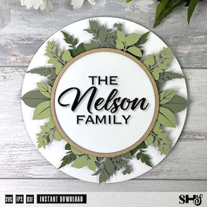 3D Familienname Zeichen SVG | Familienname Holzschild | Geschichteter Familienname SVG | Laser geschnittene Blätter | Laser Cut Zeichen | Hauszeichen | SVG, dxf, eps