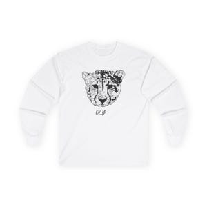 Stilvolles Langarm-T-Shirt mit Leopardenmuster-Design, Unisex-Baumwollhemd, Freizeitkleidung, Tierliebhabergeschenk, Wertschätzung für Wildtiere