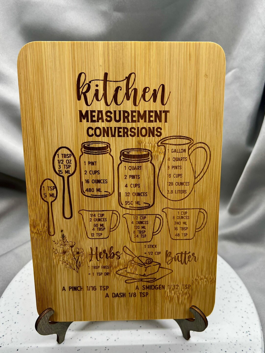 Cooking Conversion Board Kitchen Conversion Chart Farmhouse Style Bamboo Cutting Board - Etsy