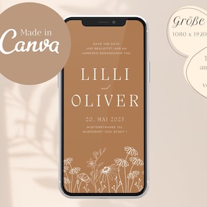 Digitale Save the Date Karte für Dein Smartphone Hochzeit individuell anpassen und personalisieren.