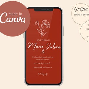 Digitale Save the Date Karte für Dein Smartphone Hochzeit individuell anpassen und personalisieren.