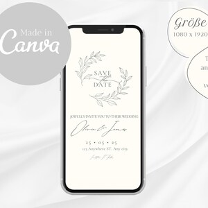Personnalisez et personnalisez votre carte numérique « save the date » pour votre mariage sur smartphone.