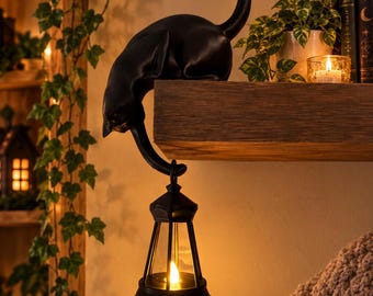Cat Lantern Hanging Shelf Decor, Tealight Holder, Cat Lover Gift, Halloween Decoration