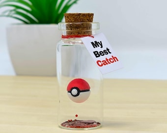 Gift I choose you Pikachu Pokeball Personalised Message in a Bottle Boyfriend or Girlfriend Anniversary